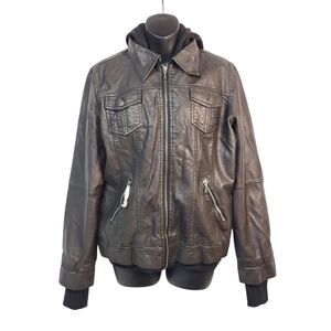 LA Coalition Women's Black Faux Leather Jacket Size XL NWOT